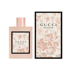 Refect Beauty Gucci Bloom Eau de Toilette perfume bottle and floral patterned box on a white background.