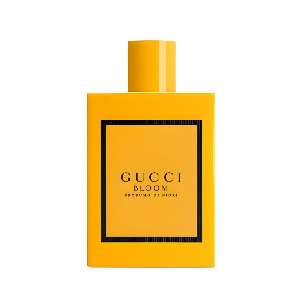 Refect Beauty Gucci Bloom Profumo Di Fiori eau de parfum in a vibrant yellow rectangular bottle with black lettering