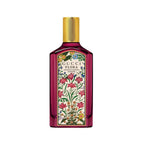 Refect Beauty Gucci Flora Gorgeous Gardenia Intense perfume bottle with deep pink glass and floral label