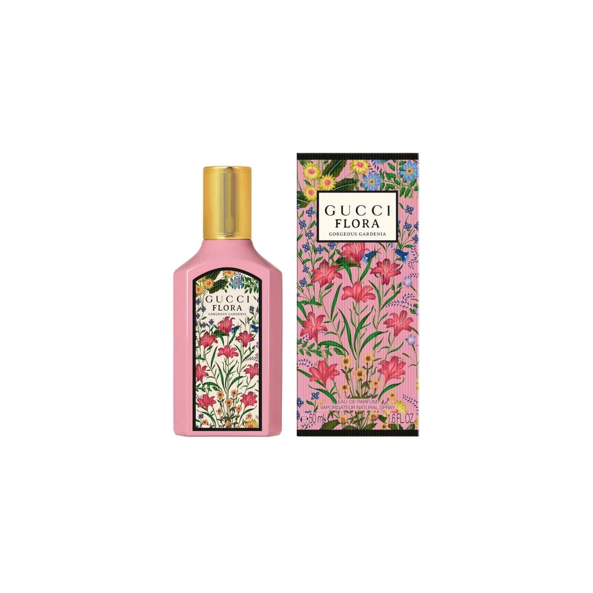 Refect Beauty Gucci Flora Gorgeous Gardenia Eau de Parfum bottle and floral box with pink lacquer finish