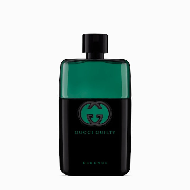 Refect Beauty Gucci Guilty Essence Pour Homme eau de toilette in a sleek black and green glass bottle