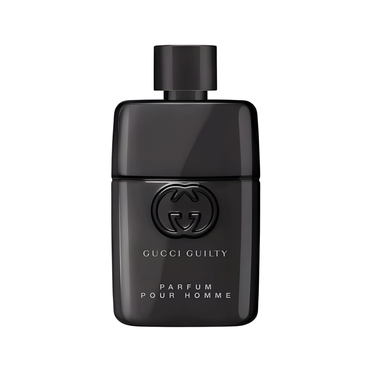 Refect Beauty Gucci Guilty Pour Homme Parfum in a sleek black glass bottle with the iconic Gucci logo