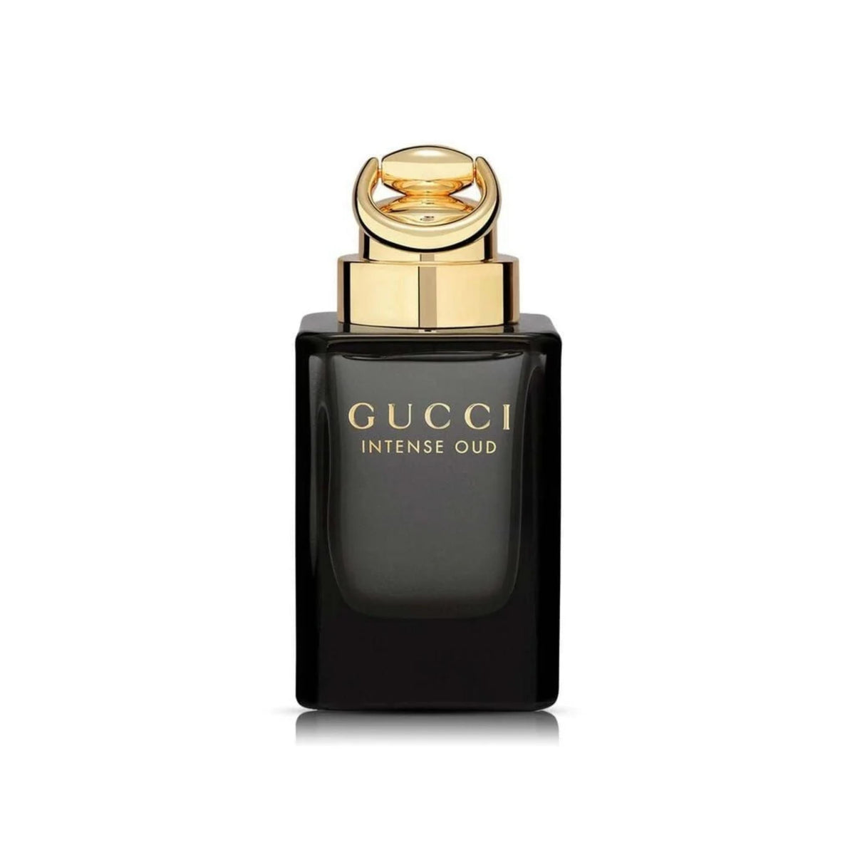Refect Beauty Gucci Intense Oud eau de parfum in a dark translucent bottle with a gold cap and gold lettering