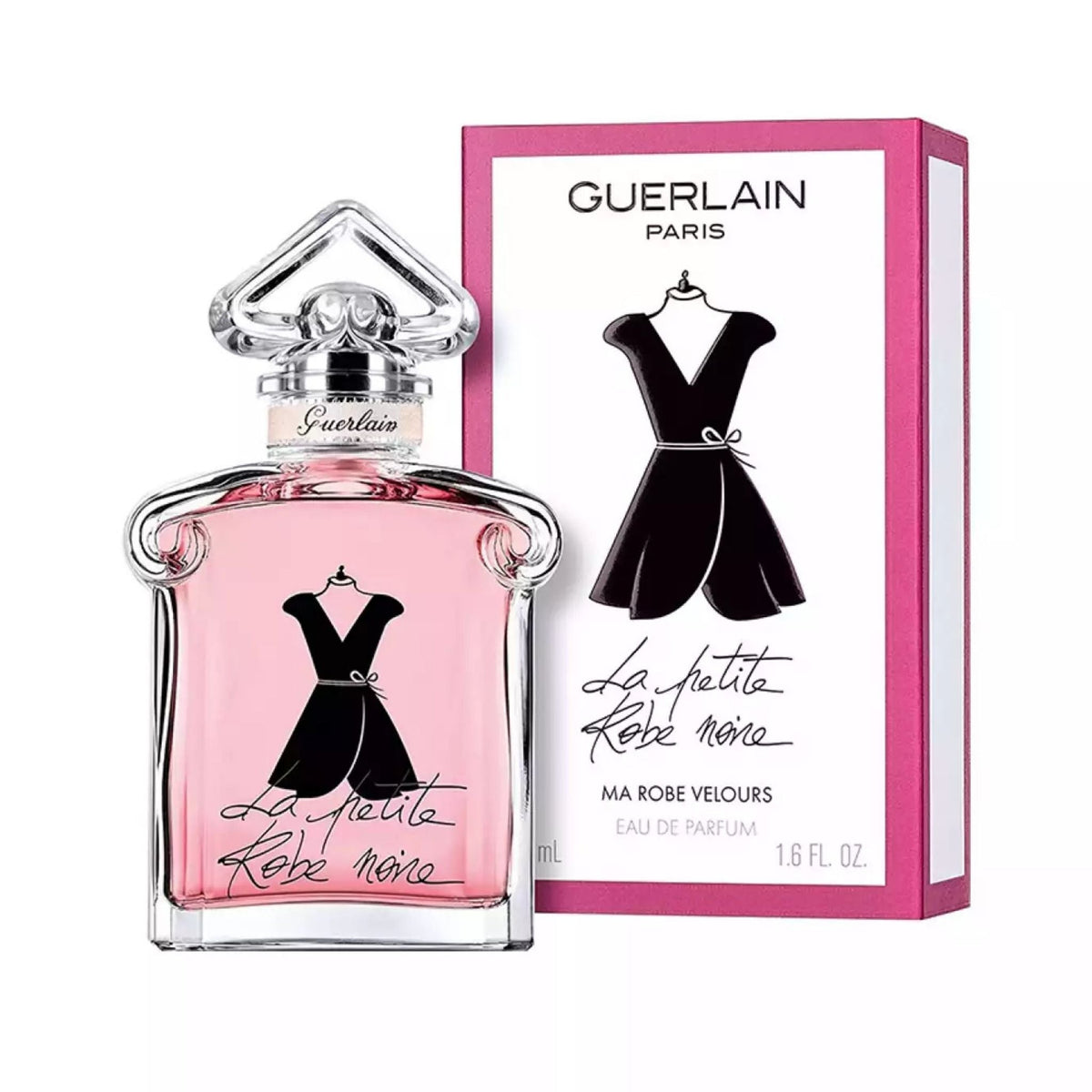 Refect Beauty Guerlain La Petite Robe Noire Ma Robe Velours Eau de Parfum bottle and pink box packaging