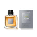Refect Beauty Guerlain L'Homme Idéal L'Intense Eau de Parfum bottle and grey textured box on a white background.