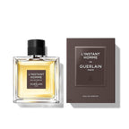 Refect Beauty Guerlain L'instant Homme Eau de Parfum bottle and box featuring a sophisticated woody amber scent.