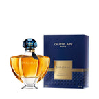 Refect Beauty Guerlain Shalimar Eau de Parfum bottle with amber liquid and its iconic blue and gold presentation box.