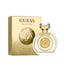 Refect Beauty Guess Bella Vita Eau De Parfum bottle and gold packaging featuring a floral emblem and elegant design.