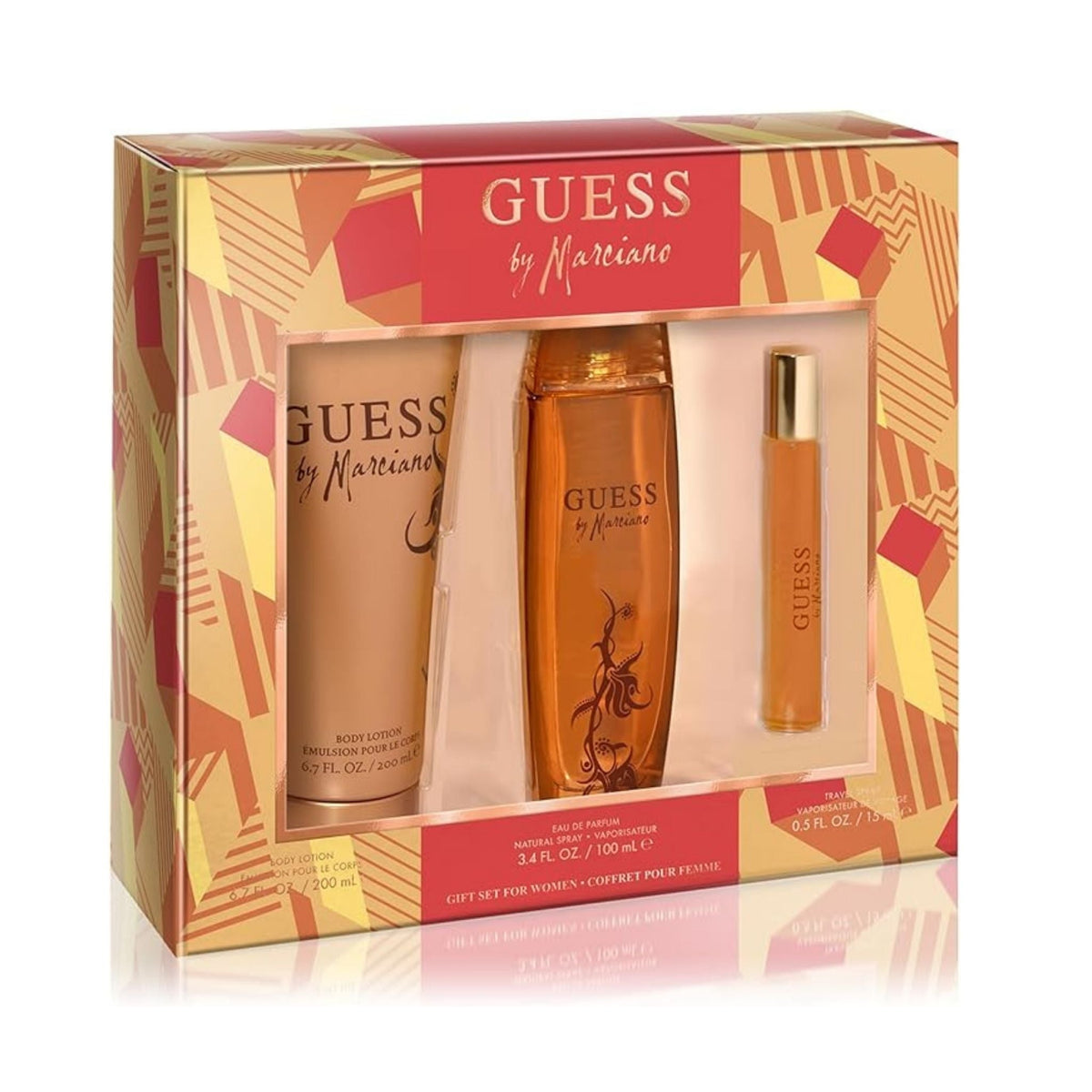 Refect Beauty Guess by Marciano gift set featuring a 100ml perfume, 200ml body lotion, and 15ml travel spray.