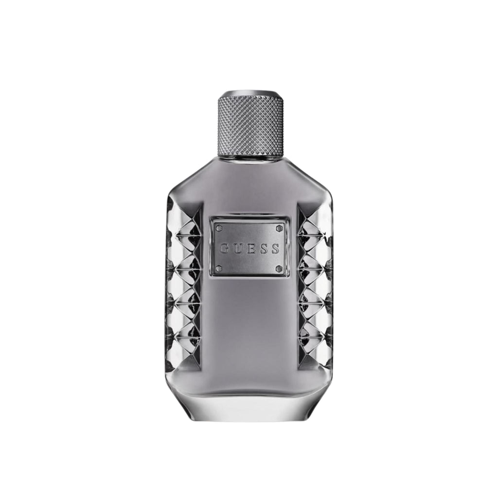 Refect Beauty Guess Dare for Men eau de toilette in a sleek silver glass bottle with textured sides and metal cap