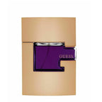 Refect Beauty Guess Gold for Men Eau de Toilette featuring a deep purple glass bottle encased in a gold frame.