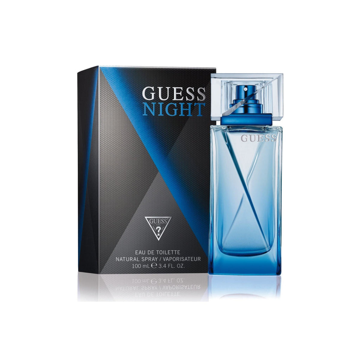 Refect Beauty Guess Night for Men Eau De Toilette 100ml bottle with its blue and black gradient packaging box