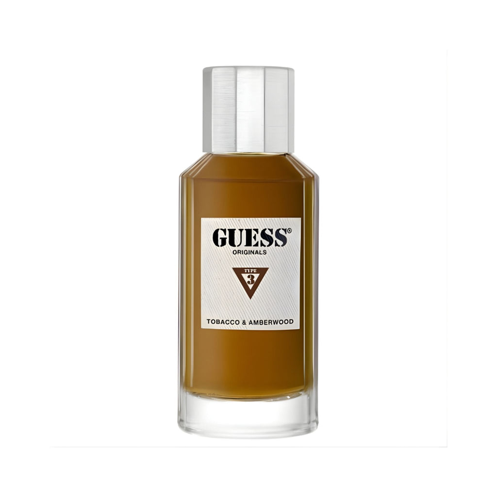 Refect Beauty Guess Originals Type 3 Tobacco & Amberwood unisex eau de parfum in a glass bottle with silver cap
