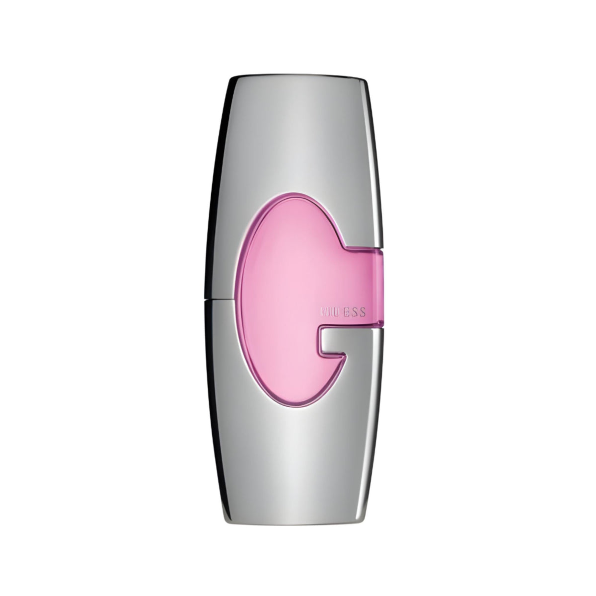 Refect Beauty Guess Pink Eau De Parfum in a sleek silver bottle with a signature G-shaped pink glass cutout