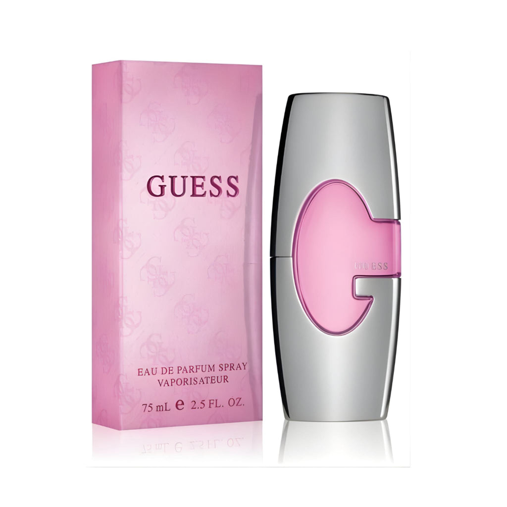 Refect Beauty Guess Pink Eau De Parfum bottle and matching pink box featuring a floral-fruity feminine fragrance