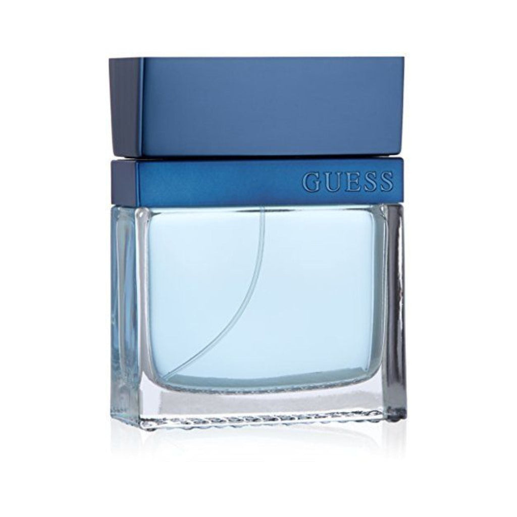 Refect Beauty Guess Seductive Homme Blue Eau de Toilette in a clear glass bottle with a deep blue cap.