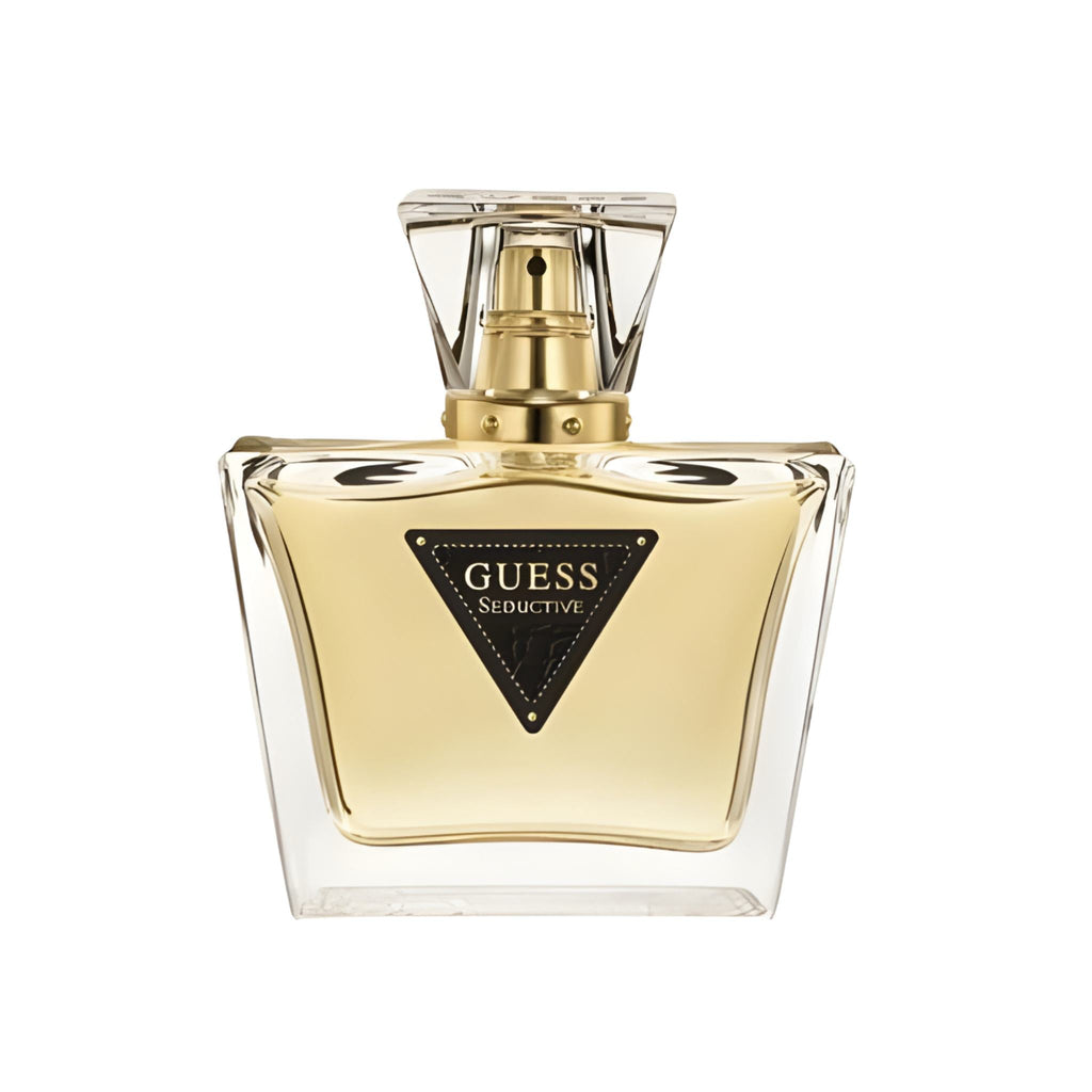 Refect Beauty Guess Seductive Eau de Toilette perfume bottle with a gold liquid and triangular logo label