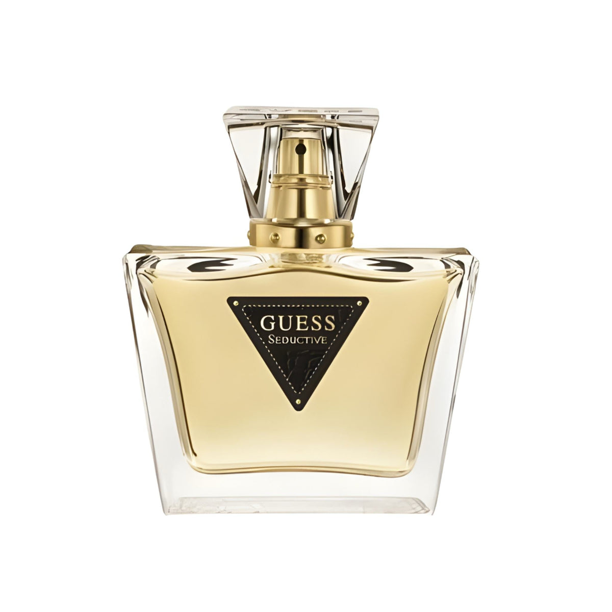 Refect Beauty Guess Seductive Eau de Toilette perfume bottle with a gold liquid and triangular logo label