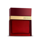 Refect Beauty Guess Seductive Red for Men eau de toilette in a sleek red glass bottle with a gold accent band.