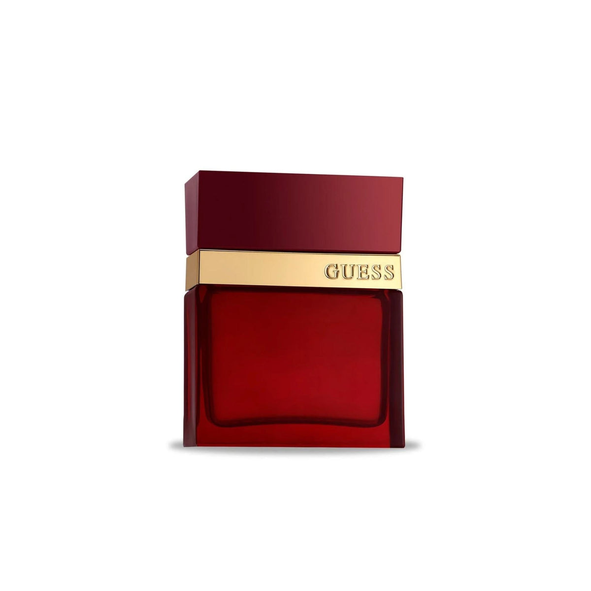 Refect Beauty Guess Seductive Red for Men eau de toilette in a deep red glass bottle with gold accents