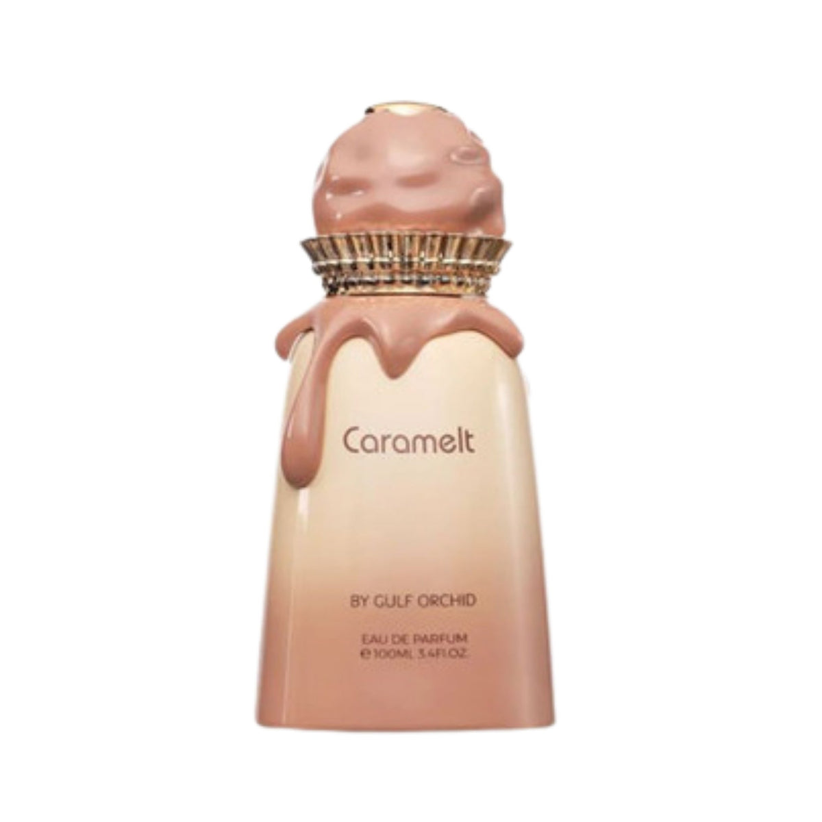 Refect Beauty Gulf Orchid Caramelt Eau de Parfum in a unique bottle shaped like a melting caramel dessert
