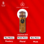 Refect Beauty Gulf Orchid Midnight body mist bottle featuring a floral and musky fragrance on a red background.