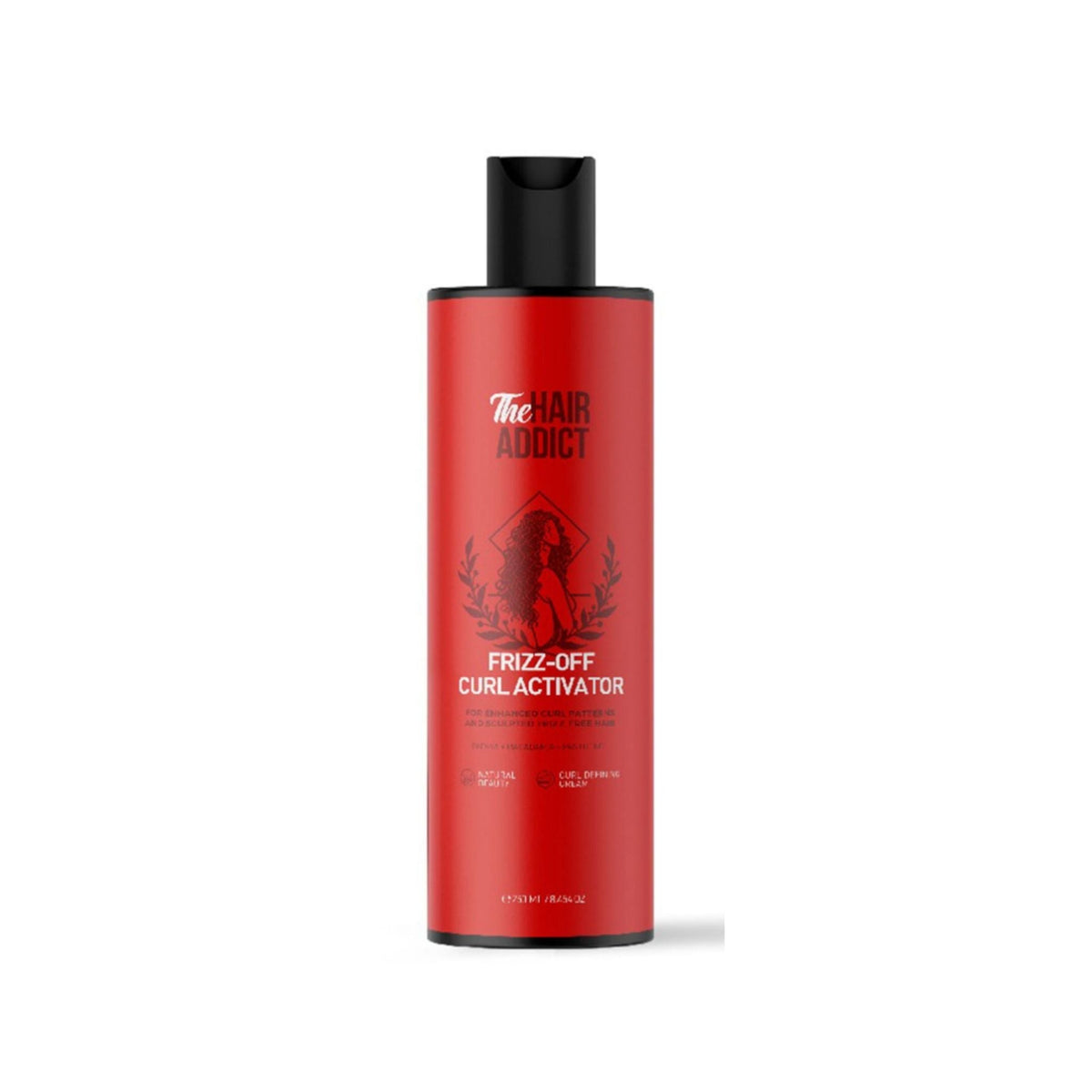 Refect Beauty Hair Addict Frizz Off Curl Activator cream in a red bottle for defining curly and wavy hair