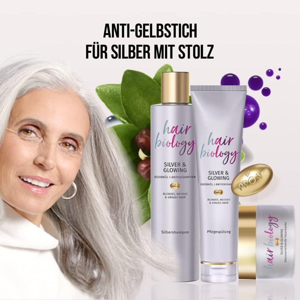 Refect Beauty Hair Biology Silver & Glowing hair care set for blonde, grey, and white hair with jojoba oil
