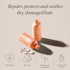 Refect Beauty Hair Burst dry and damaged hair shampoo and conditioner set in peach bottles with fig and vanilla scent