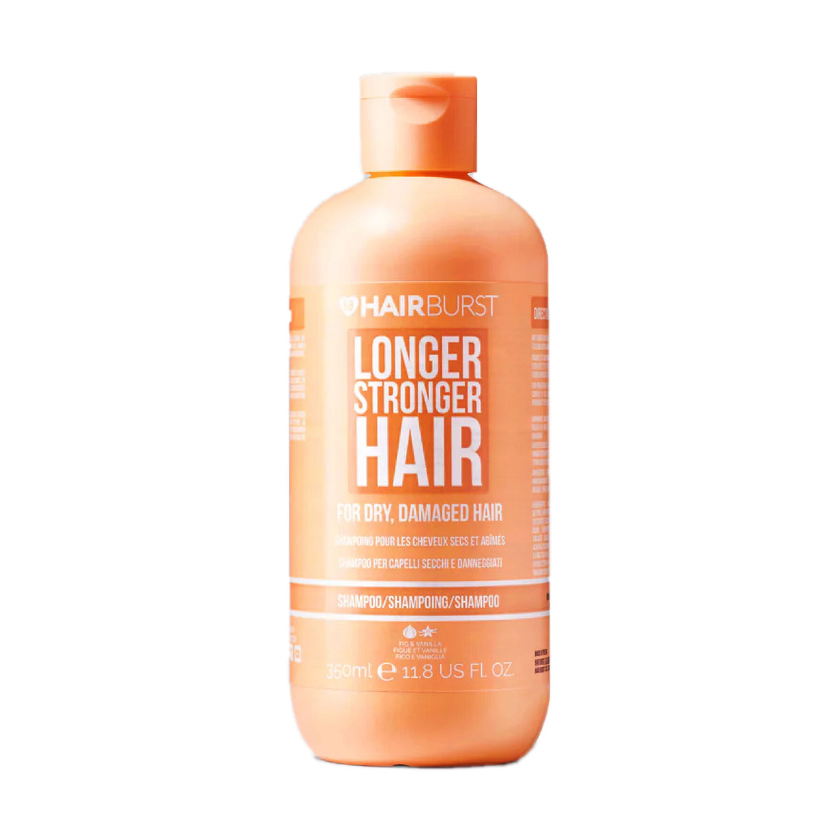 Refect Beauty Hair Burst shampoo bottle for dry and damaged hair in a peach-colored container.