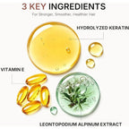 Refect Beauty infographic showing key ingredients Vitamin E, Hydrolyzed Keratin, and Leontopodium Alpinum Extract