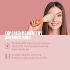 Refect Beauty promotional graphic featuring a woman holding a wooden hairbrush to promote healthy hair care