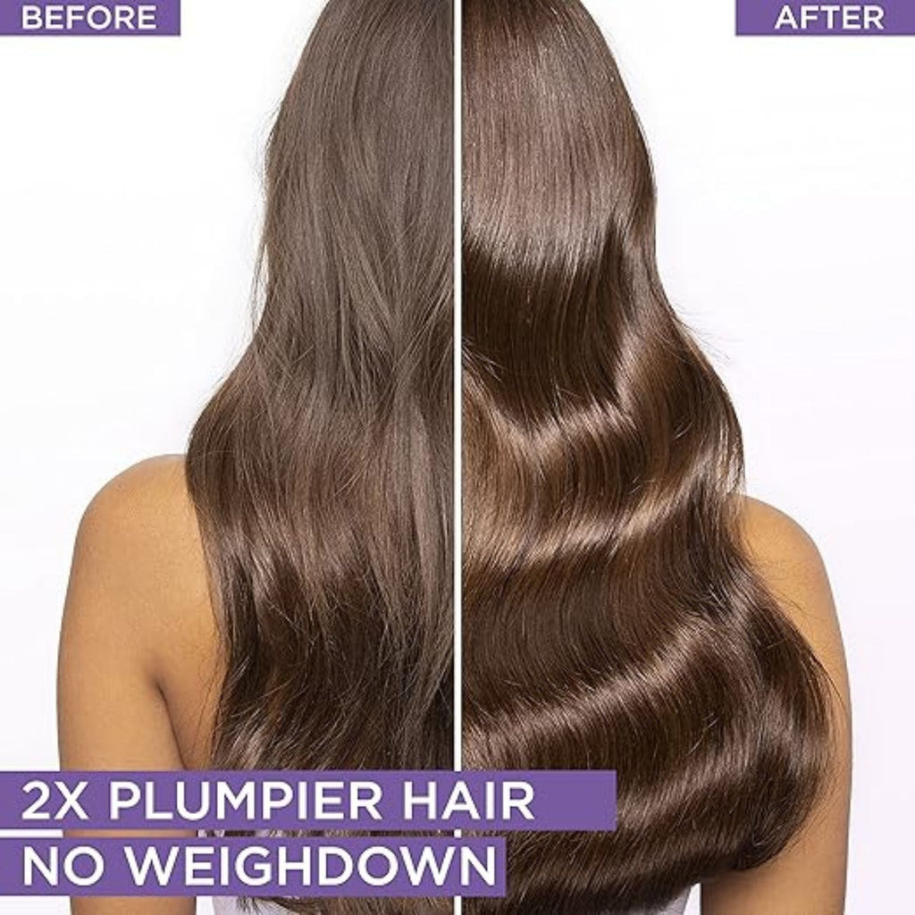 Refect Beauty before and after comparison of hair treated with L'Oréal Paris Elvive Hyaluron Moisture conditioner