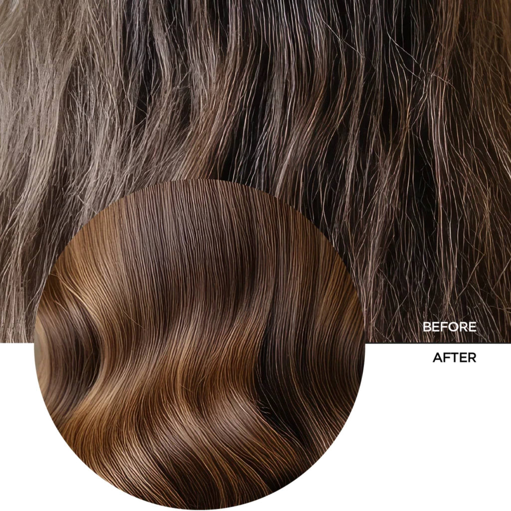 Refect Beauty Revox B77 Plex bond repair shampoo before and after results showing smoother, shinier, healthier hair.