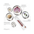Refect Beauty HautHeilo soothing and repair cream tube surrounded by natural ingredients like onion and sesame seeds