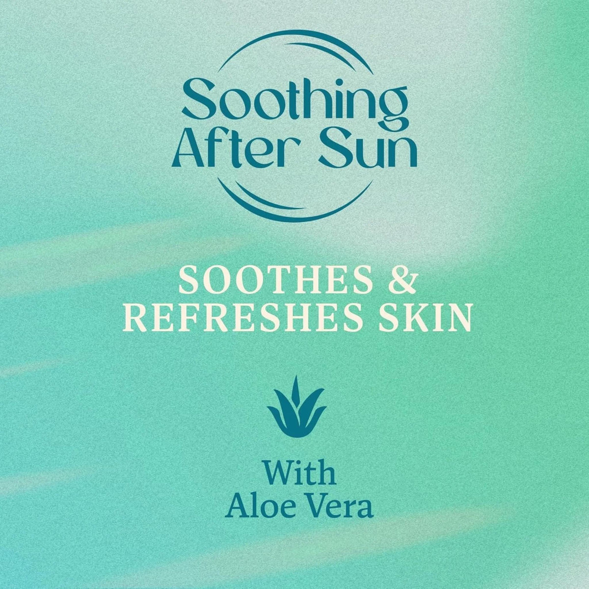 Refect Beauty Hawaiian Tropic After Sun Cooling Gel graphic with aloe vera text on a soft green gradient background