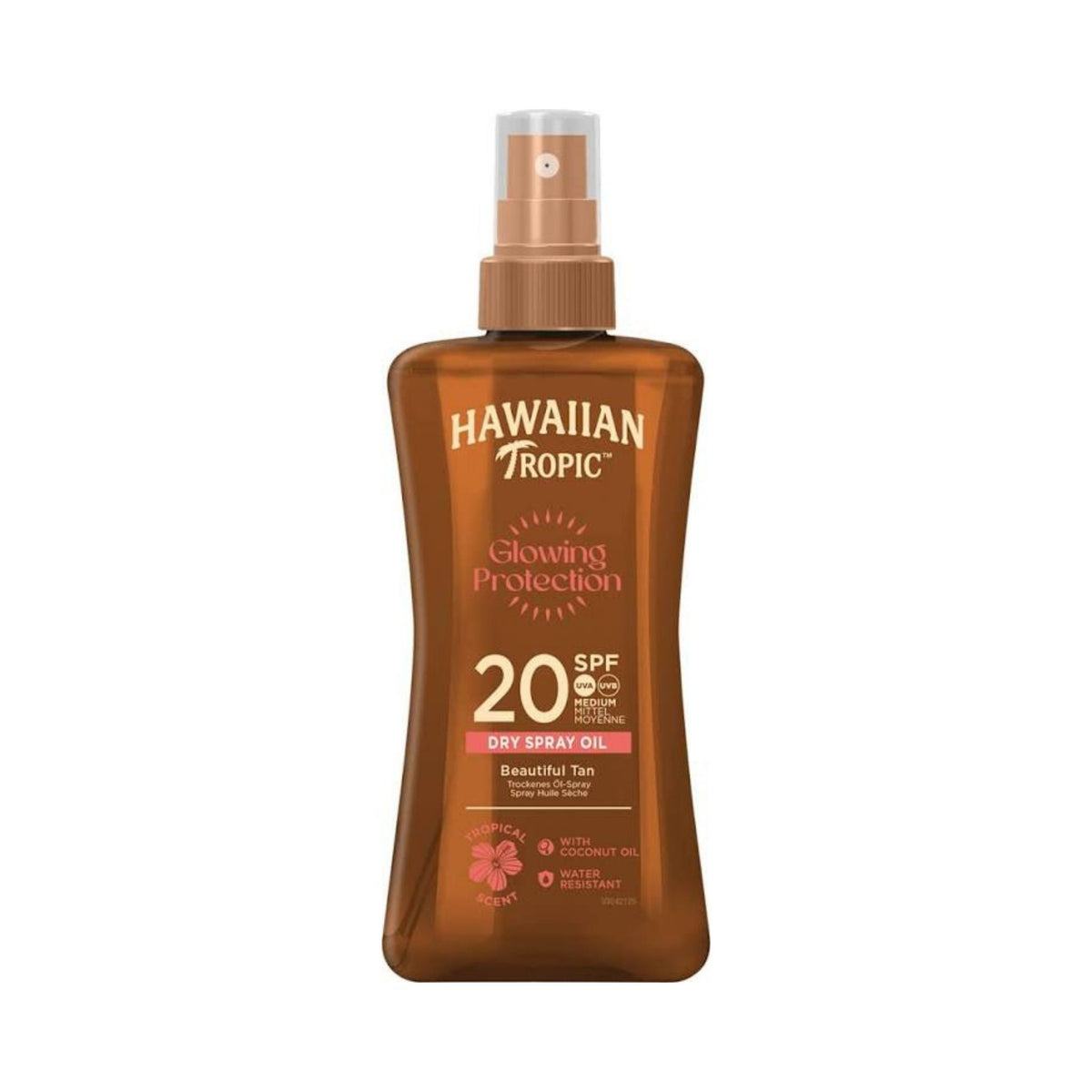 Refect Beauty Hawaiian Tropic Glowing Protection SPF 20 dry oil spray bottle for sun protection and radiant skin