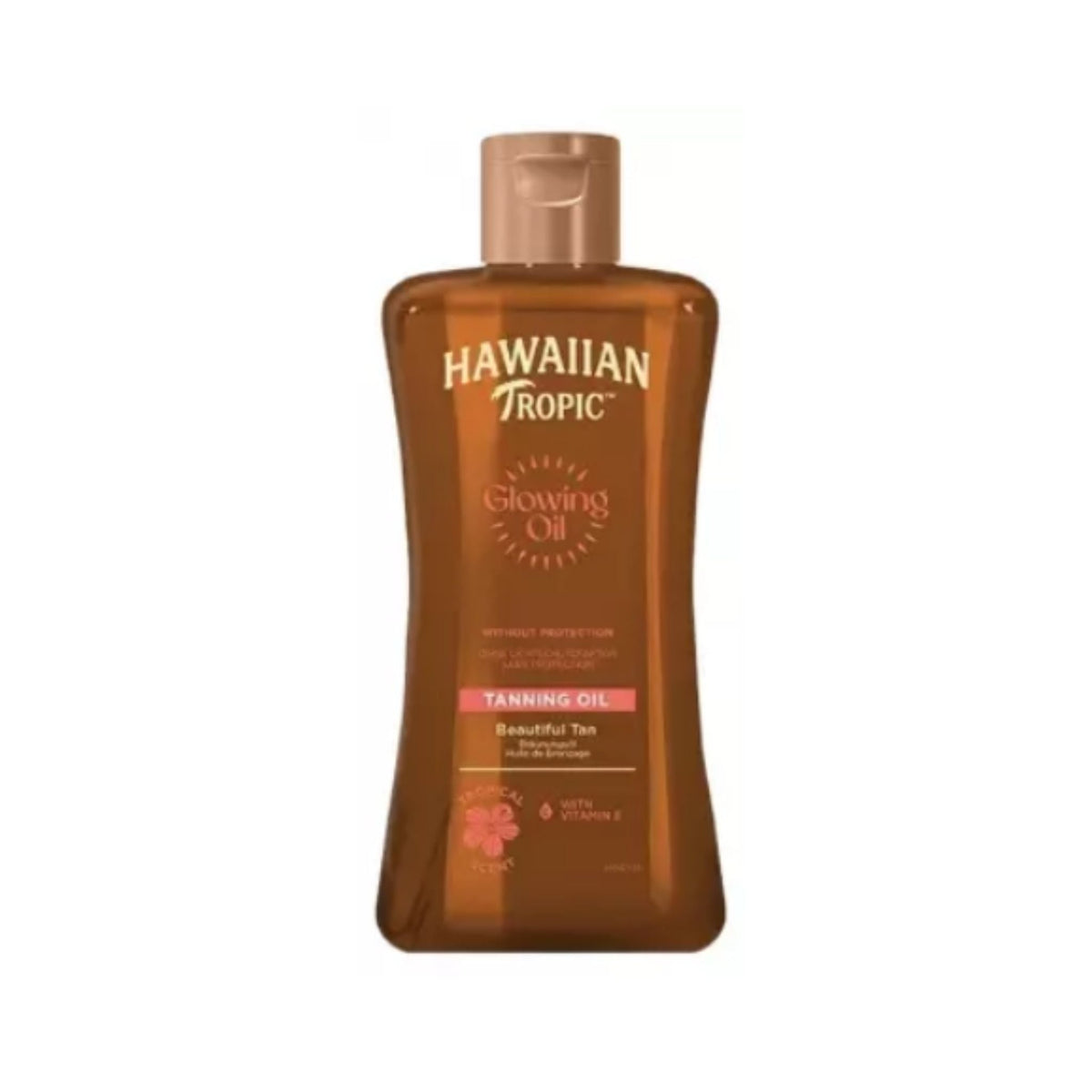 Refect Beauty Hawaiian Tropic Glowing Oil tanning oil in a brown bottle for a radiant sun-kissed skin finish
