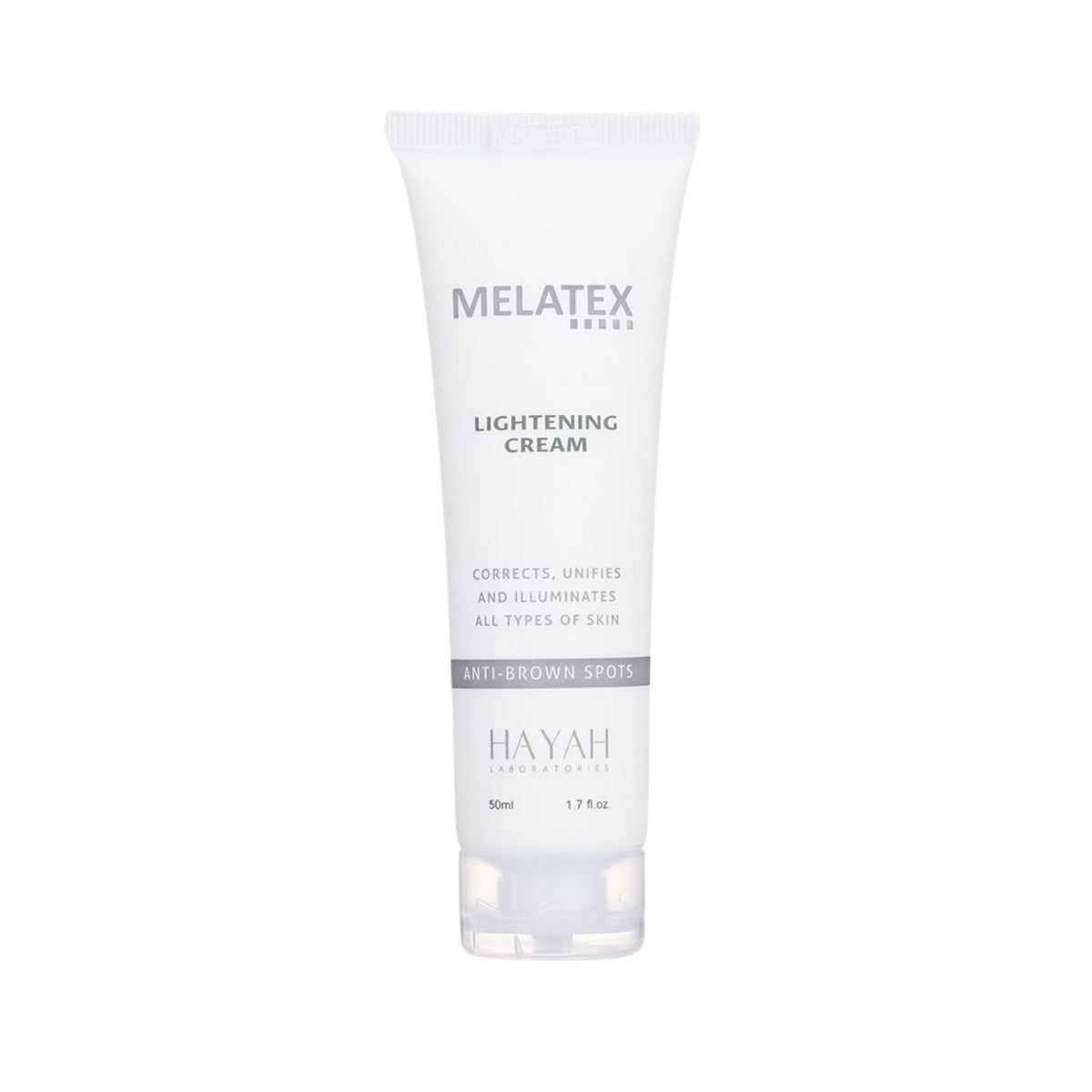 Refect Beauty Hayah Melatex Lightening Cream in a white 50ml squeeze tube for dark spot correction and hydration.