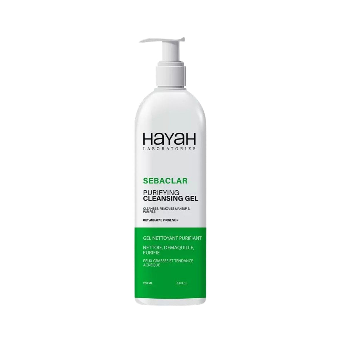 Refect Beauty Hayah Sebaclar Purifying Cleansing Gel in a white pump bottle for oily and acne-prone skin.