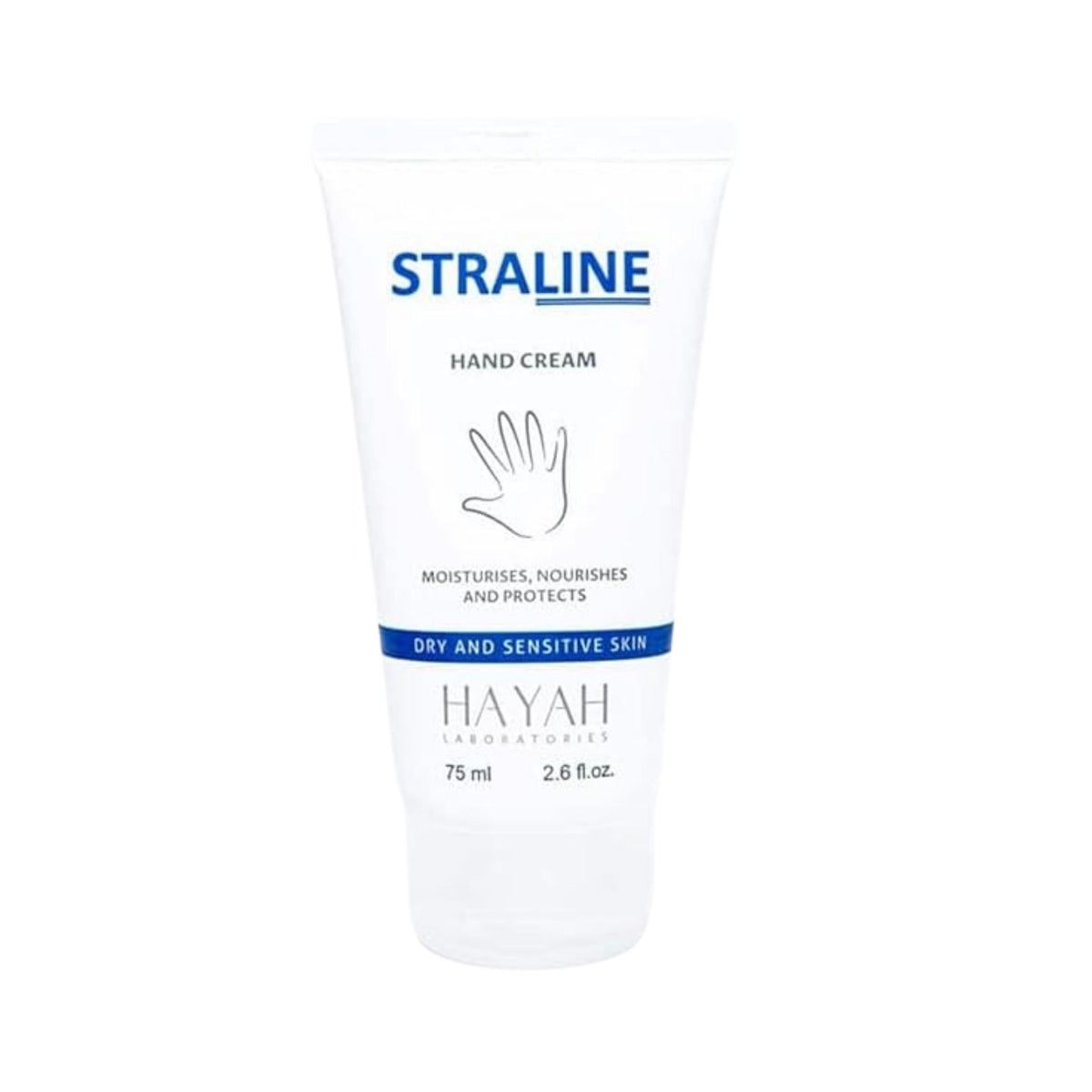Refect Beauty Hayah Straline nourishing hand cream in a white 75ml squeeze tube for dry and sensitive skin