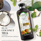 Refect Beauty Herbal Essences Renew Coconut Milk hydrating shampoo bottle with coconut and botanical illustrations