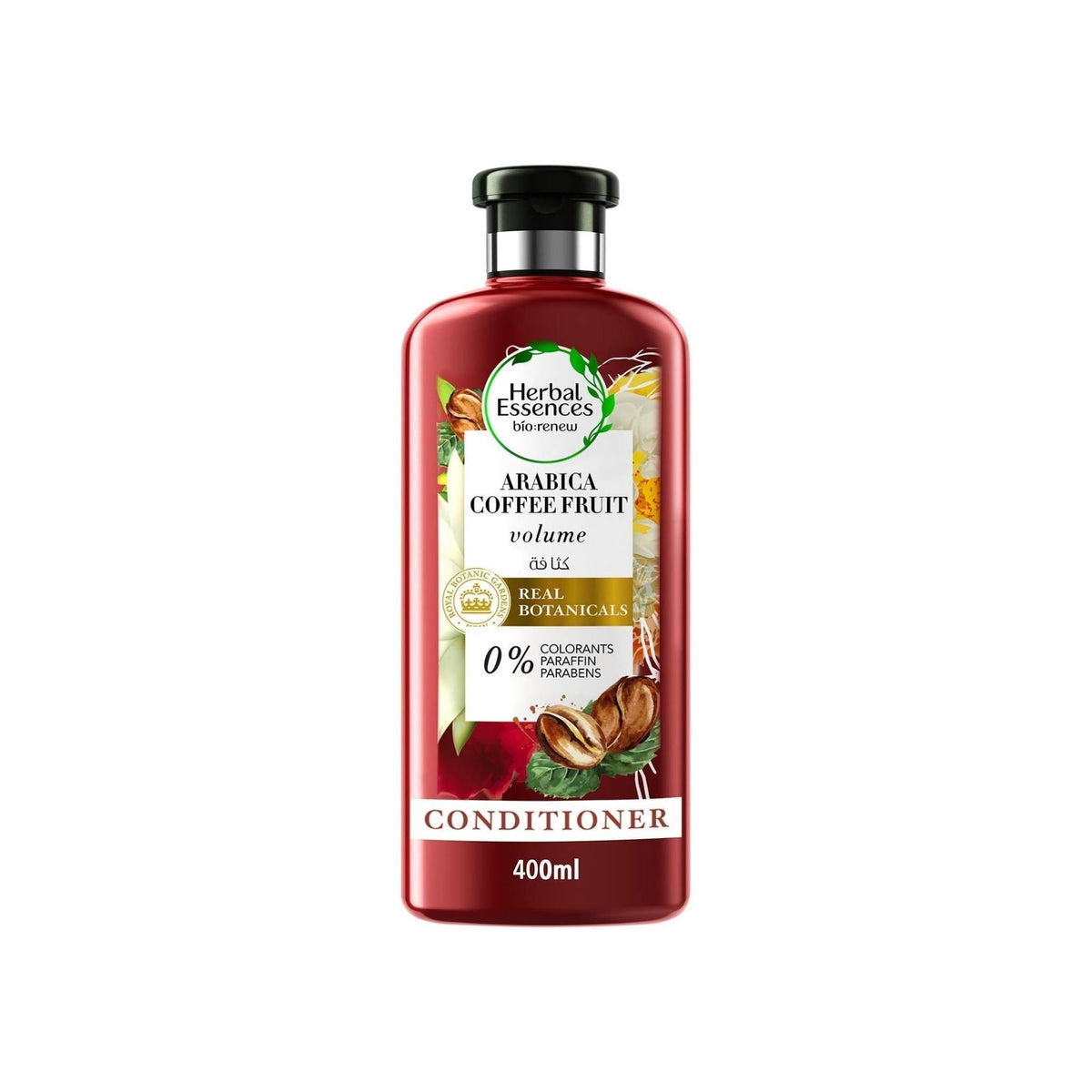 Refect Beauty Herbal Essences Arabica Coffee Fruit volume conditioner bottle in deep red packaging