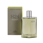 Refect Beauty Hermès H24 Eau de Parfum refillable glass bottle with its grey and lime green cardboard box packaging.