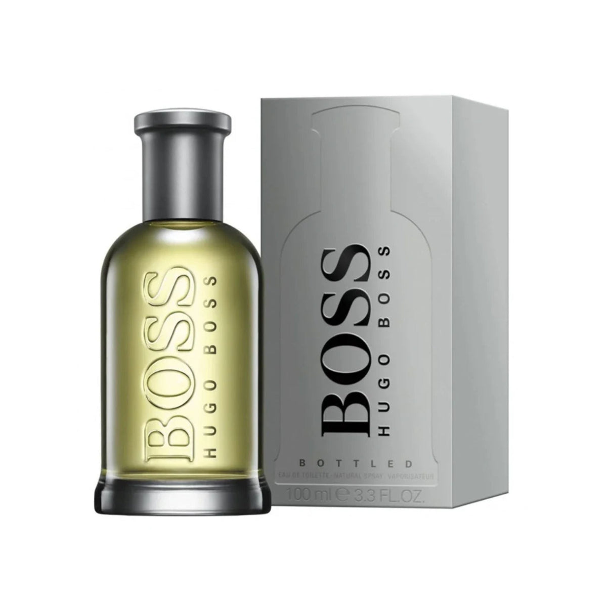 Refect Beauty Hugo Boss Bottled Eau de Toilette fragrance bottle and silver box packaging for men