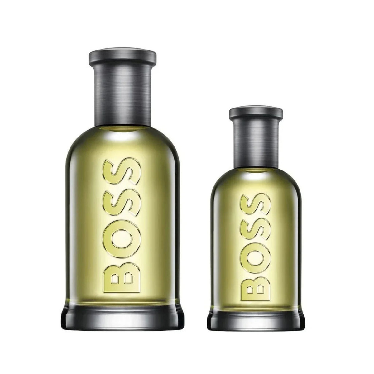 Refect Beauty Hugo Boss Bottled gift set featuring a 100ml and 30ml eau de toilette bottle with golden fragrance