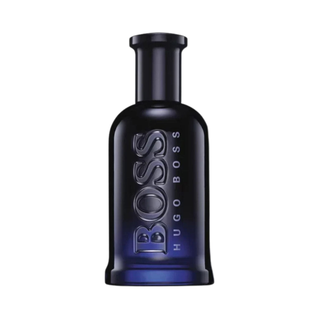 Refect Beauty Hugo Boss Bottled Night Eau de Toilette in a dark blue glass bottle with embossed logo