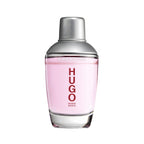 Refect Beauty Hugo Boss Energise Eau de Toilette in a clear glass bottle with a silver cap and light pink fragrance.