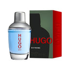 Refect Beauty Hugo Boss Extreme Eau de Parfum for men in a 75ml glass bottle with its green and red packaging box.