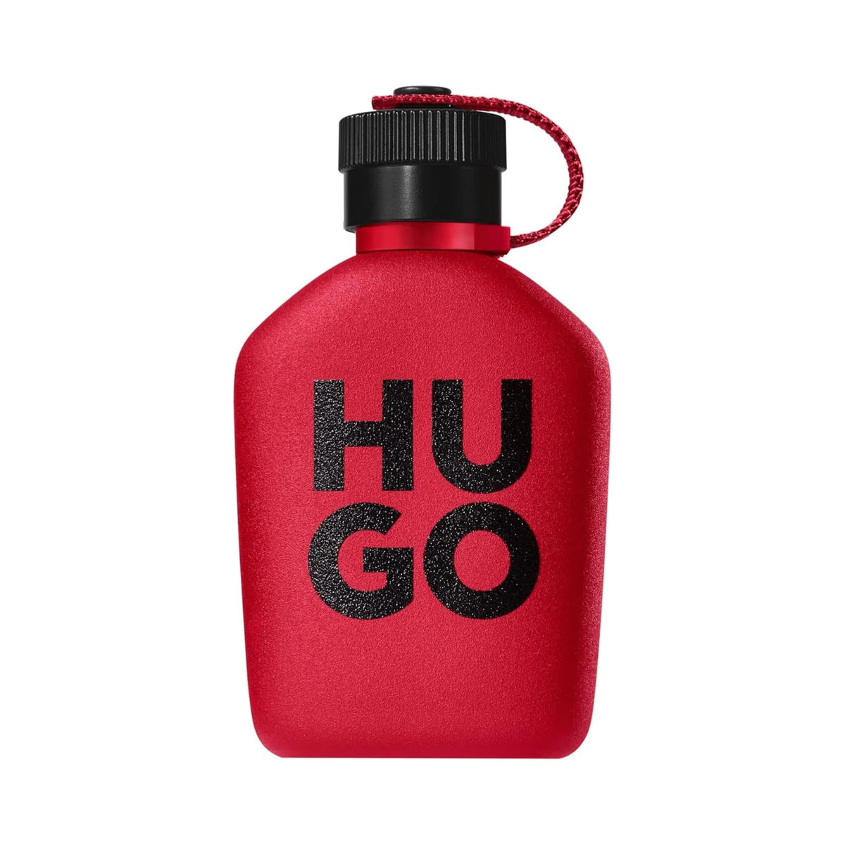 Refect Beauty Hugo Boss Intense Eau de Parfum in a vibrant red bottle with a black cap and signature red strap